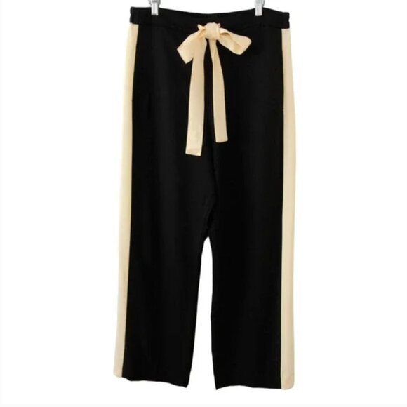 Lee Mathews Wide Leg Side Stripe Viscose Drawstring Trousers Size 4 US 10 - Picture 1 of 7
